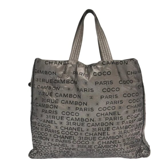 CHANEL Unlimited Tote Bag Nylon Silver CC Auth bs18754 - Picture 1 of 16